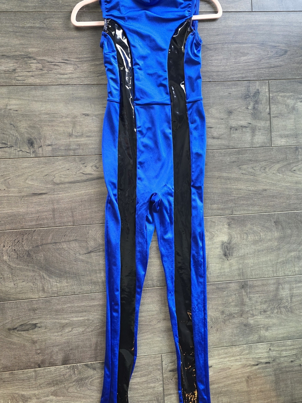 Acro or Jazz Costume - Blue and Black Paneled Unitard (LC)